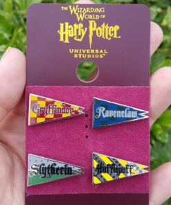 Wizarding World of Harry Potter Universal Studios Trading Pin Set - Hogwarts House Crest Pennants