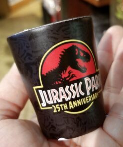 Jurassic Park JP 25th Anniversary Logo Universal Studios Black Shot Glass