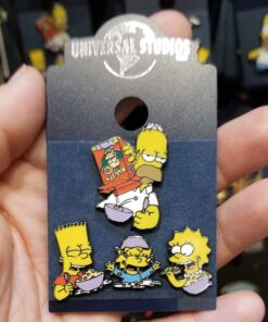 The Simpsons Universal Studios Parks Pin - 4 Mini Pin Set Family Breakfast