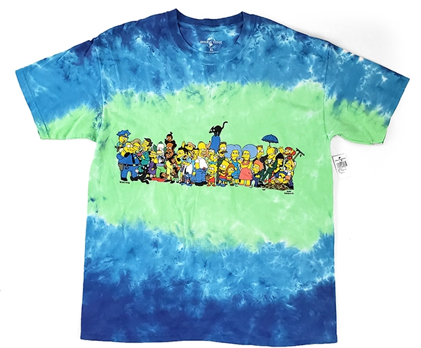 The Simpsons Universal Studios Parks Men's T-Shirt Tie Dye Multi Character Collage