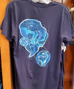 Jurassic World Universal Studios Parks Adult Shirt - Isla Nublar Blue Island Map