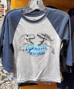 Jurassic World Universal Studios Parks Youth Kids Raglan Shirt - TRex VS Indominus Rex