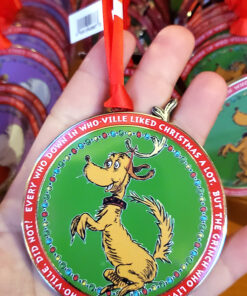 The Grinch Universal Studios Parks Christmas Round Ornament Max the Dog with Reindeer Horn