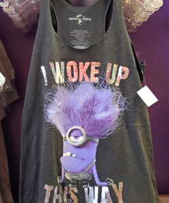 Despicable ME Universal Studios Parks Ladies Tank Top Shirt Purple Evil Minion I Woke Up This Way