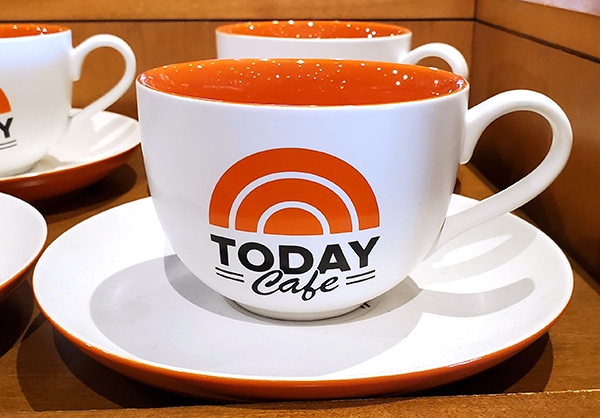 NBC Today Cafe Universal Studios Parks Orange White Coffee Mug and Saucer Set