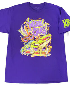 UOAP Universal Studios Parks 2020 Mardi Gras Purple King Gator Men’s Shirt