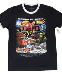 Universal Studios Florida Parks 30th Anniversary Retro Rides Neon Ringer Shirt