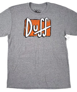 The Simpsons Universal Studios Parks Men's Shirt Gray Distressed Duff Logo