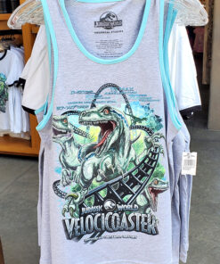 Jurassic World Universal Studios Parks Velocicoaster Raptors Gray Tank Top Shirt