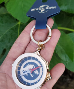 Jurassic World Universal Studios Parks Keychain Gold Tone Metal Compass