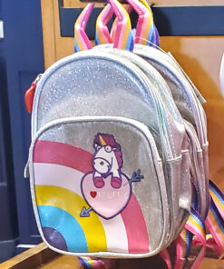 Despicable ME Universal Studios Parks Fluffy Unicorn Silver Rainbow Mini Backpack Bag