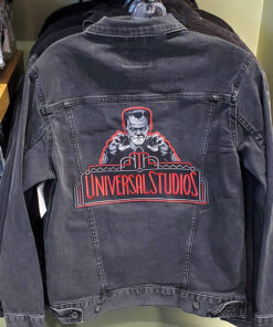 Halloween Horror Nights 2021 Universal Studios Parks Black Denim Jacket Frankenstein Monster Retro Marquee