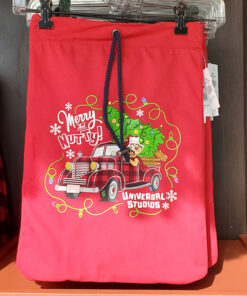 Earl the Squirrel Universal Studios Parks Winter Holiday Red Drawstring Bag