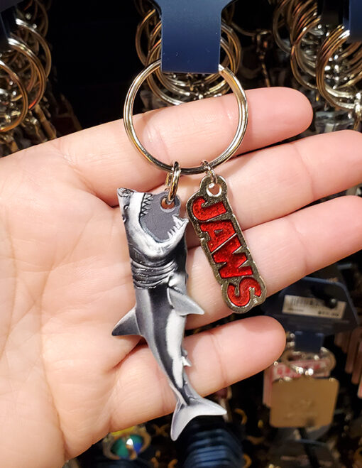 JAWS Universal Studios Parks Great White Shark Metal Keychain with Charms