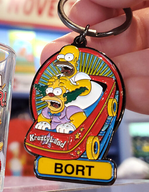 The Simpsons Universal Studios Parks Krustyland Roller Coaster Metal Keychain - BORT