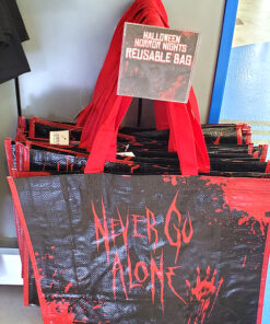 Halloween Horror Nights 2022 Never Go Alone Blood-soaked Handprint Reusable Tote Bag