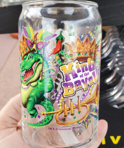Universal Studios Orlando Florida Mardi Gras 2023 King of Bayou Gator Can Shaped Glass