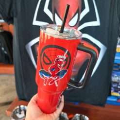 Spider-Man Marvel Universal Studios Parks 40oz Red Stainless Tumbler with Lid and Straw