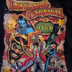 Universal Orlando HHN 35 Infernal Carnival Icons Collage Adult T-Shirt - Image 3