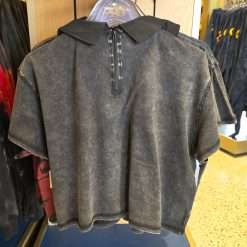 Alternative view of Universal Orlando HHN 35 Black Red Splatter Adult Cropped Collared Shirt