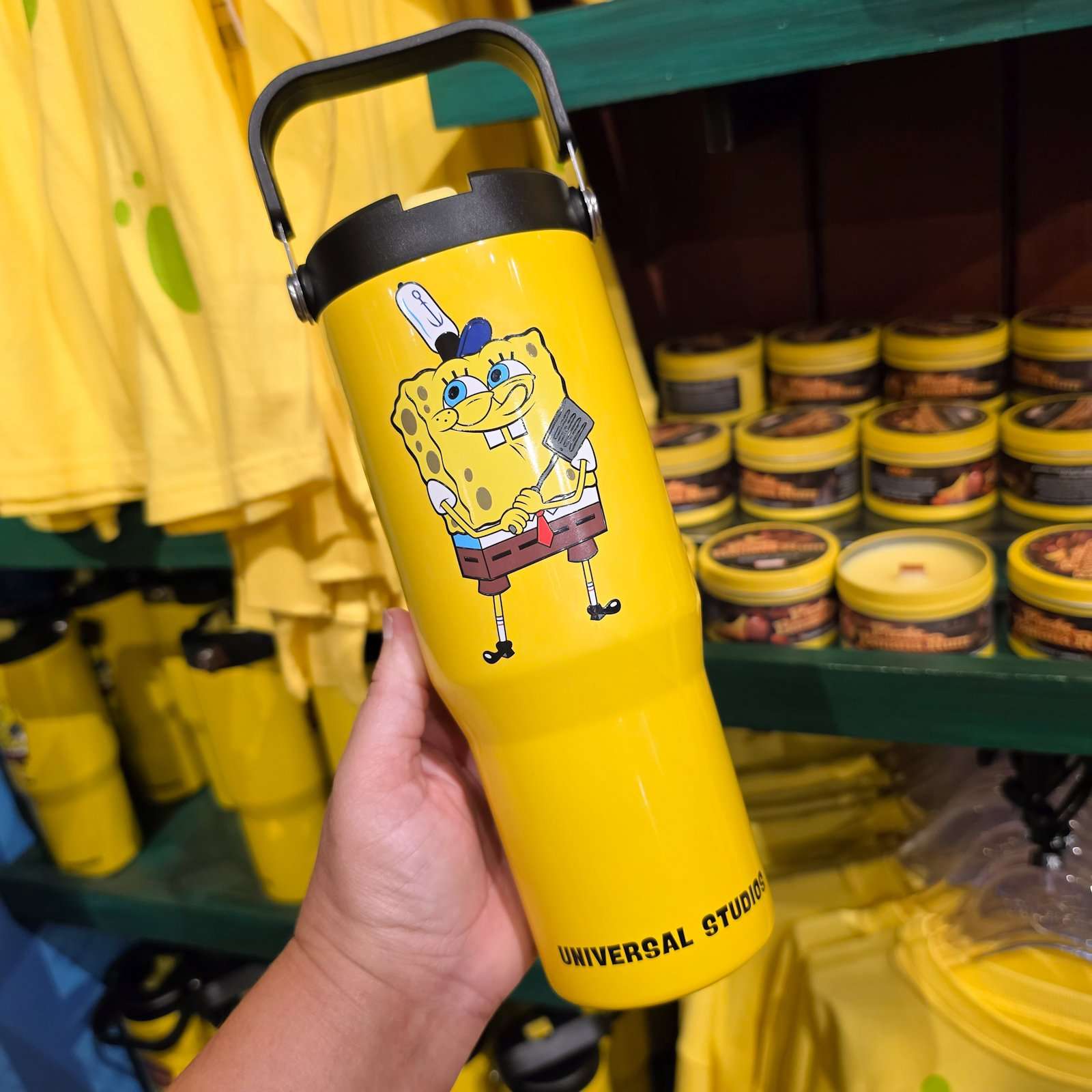 Universal Studios SpongeBob Krabby Patty Plankton Yellow Tumbler